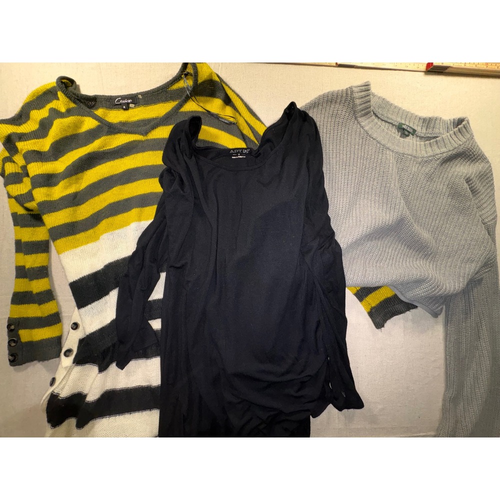 Womens Sweater Bundle Cecico Striped Apt 9 Black Tunic Wild Fable Grey Crop M